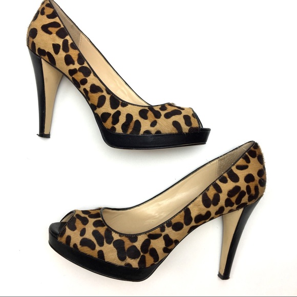 Calvin Klein Shoes - Calvin Klein leopard peep toe pump pony hair S 9.5